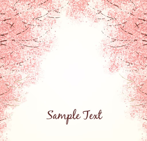 彩绘盛开的樱花树矢量素材16设计网