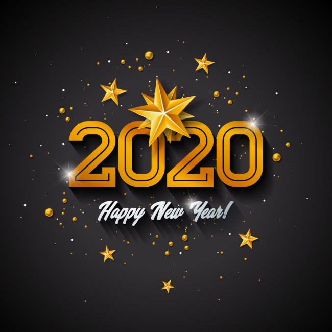 2020年金色新年艺术字矢量素材16图库网精选