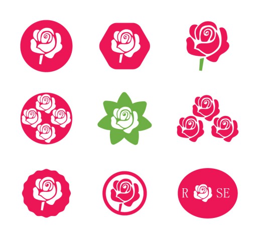 9款创意玫瑰花图标矢量素材16图库网精选
