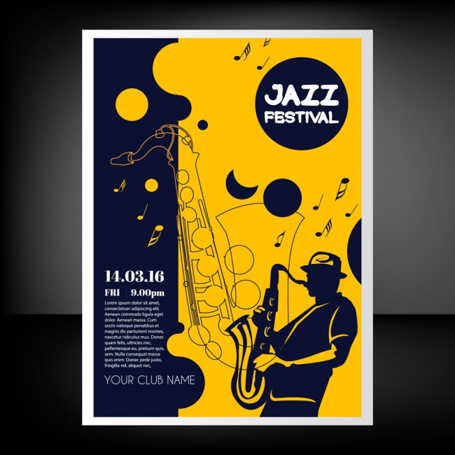 创意爵士乐音乐节传单矢量图素材中国网精选