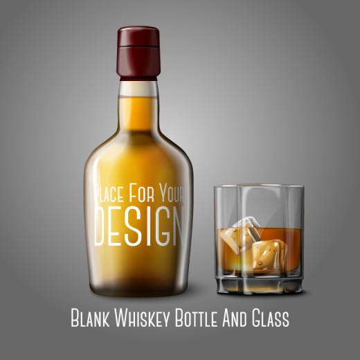 空白威士忌与酒杯设计矢量素材素材