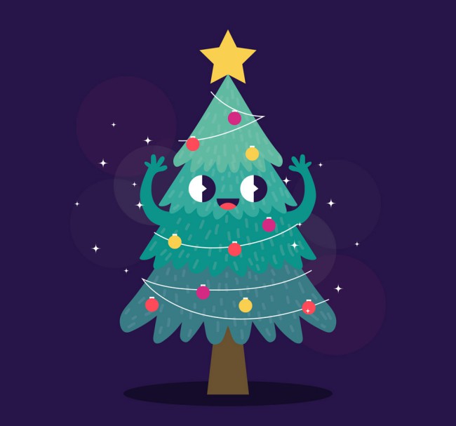 可爱表情圣诞树设计矢量素材16图库网精选