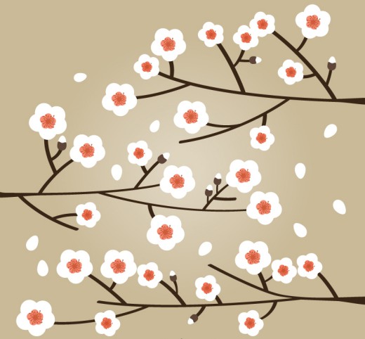 卡通白色樱花设计矢量素材16图库网精选