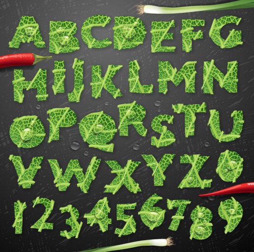 创意蔬菜字母设计矢量素材普贤居素材网精选