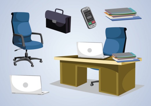 6款办公家具与物品设计矢量素材普贤居素材网精选