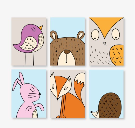 6款可爱动物卡片矢量素材普贤居素材网精选