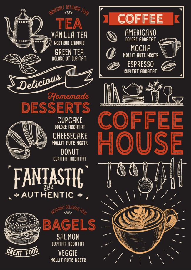 创意咖啡店黑板酒水单矢量素材16设计网精选