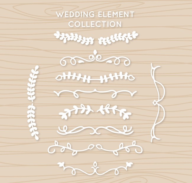 10款白色婚礼花边设计矢量图16素材网精选