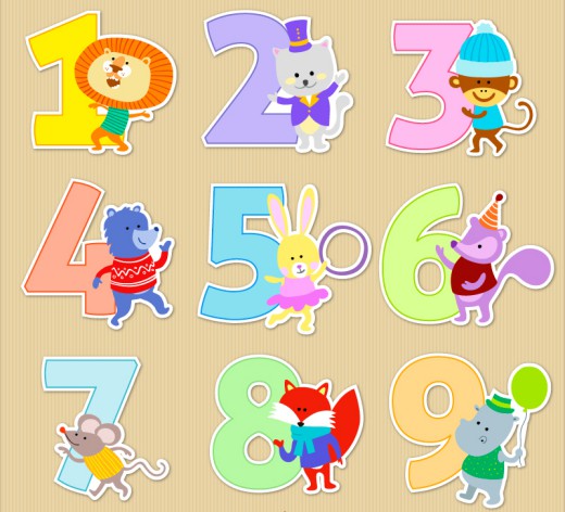 9款卡通动物装饰数字矢量素材16设计网精选
