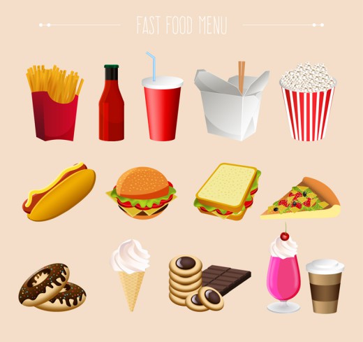 创意快餐食品菜单矢量素材16设计网
