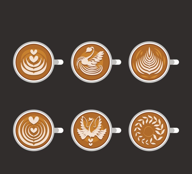 6款创意咖啡俯视图矢量素材16图库网精选
