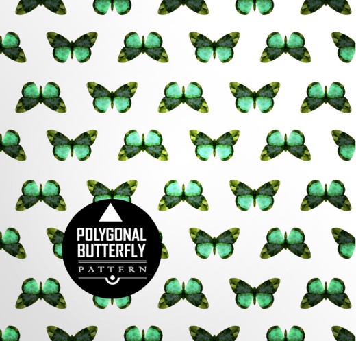 精致绿色蝴蝶无缝背景矢量素材16设计网精选