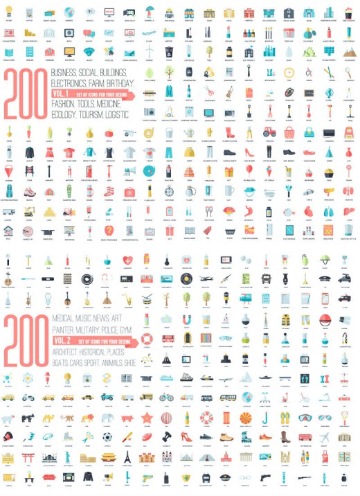 200种生活用品矢量图标素材素材中