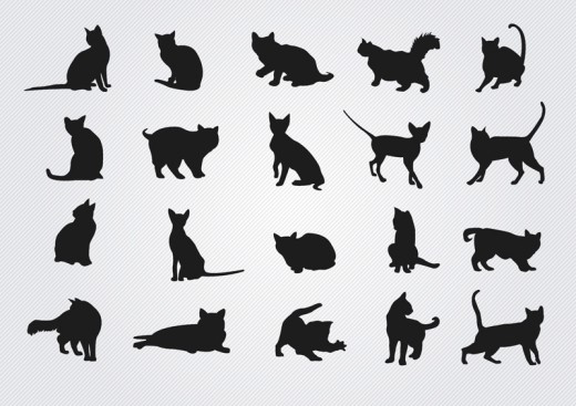 20款黑色猫咪剪影矢量素材16设计网精选