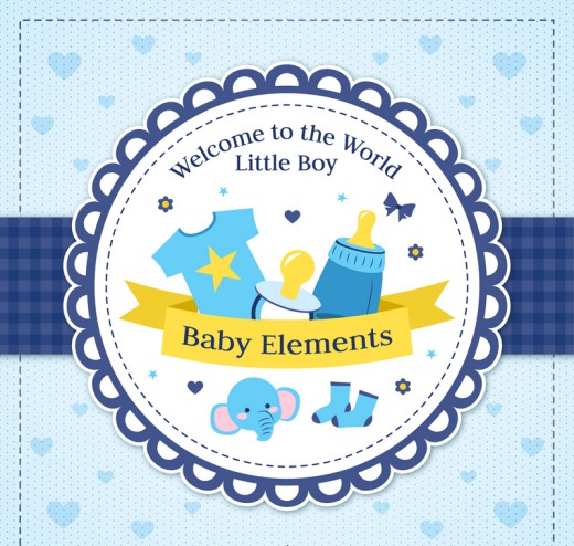 蓝色迎婴卡片设计矢量素材16素材网精选