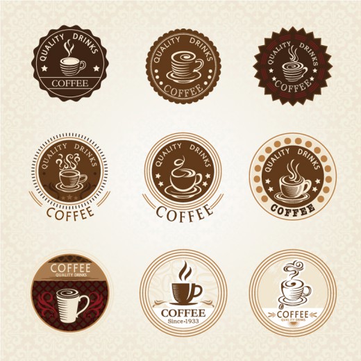 9款复古优质咖啡标签矢量图普贤居素材网精选