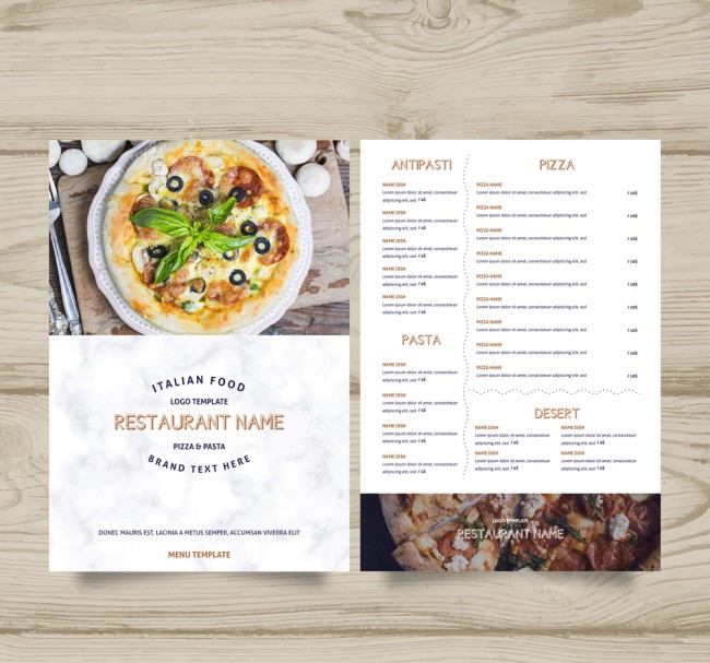 创意意大利餐馆菜单正反面矢量图普贤居素材网精选