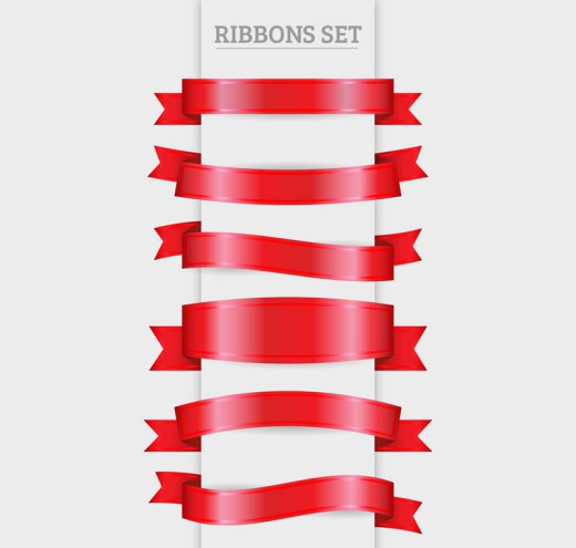 6款红色丝带条幅矢量素材16图库网精选
