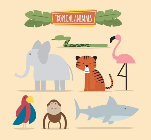7款卡通热带动物矢量素材16图库网精选