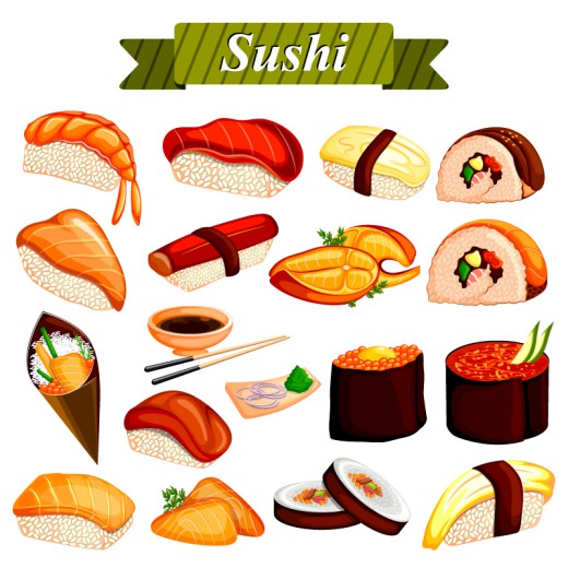 18款美味日本寿司矢量素材16素材网精选