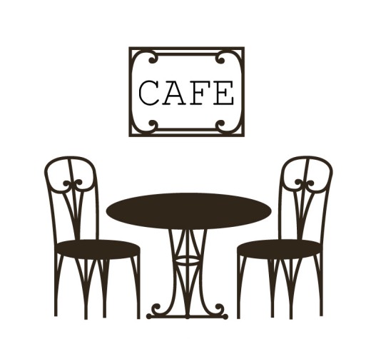 创意黑色咖啡馆桌椅矢量素材普贤居素材网精选