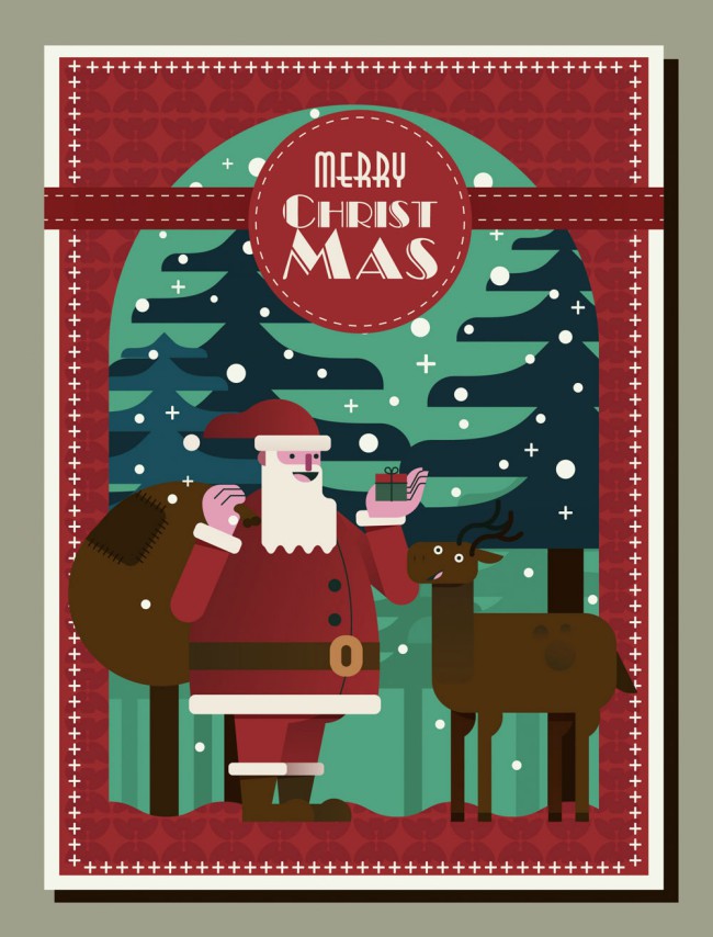 创意圣诞老人海报矢量素材普贤居素