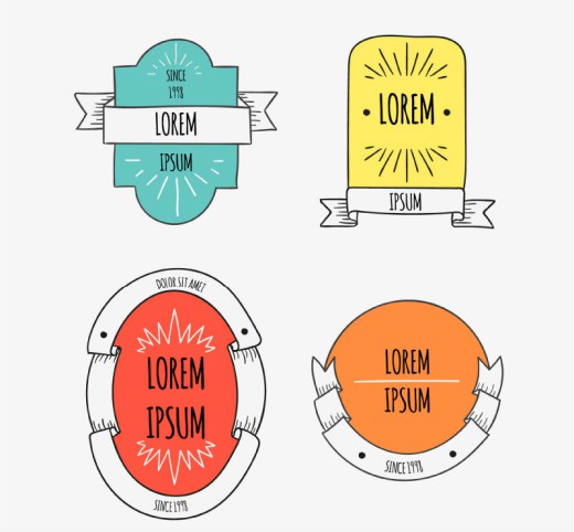 4款手绘丝带标签矢量图普贤居素材网精选