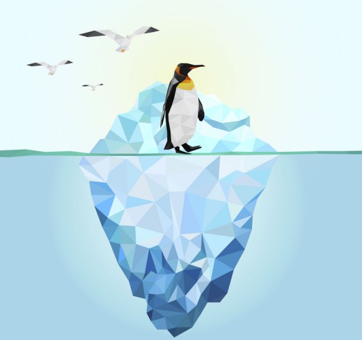 创意南极冰川和企鹅矢量图16设计网