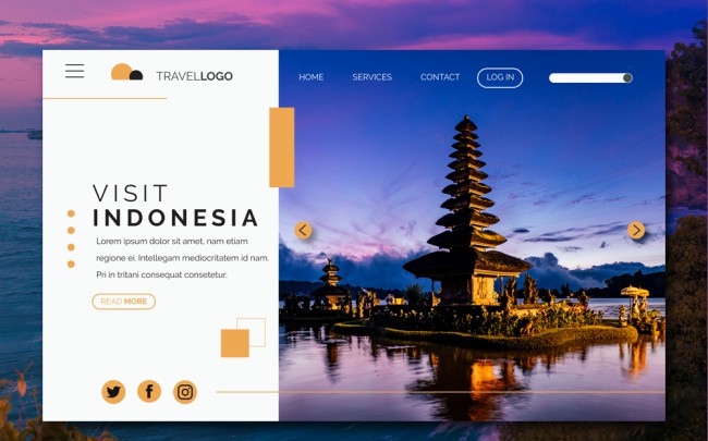 创意印度尼西亚旅行网站登陆界面矢量图普贤居素材网精选