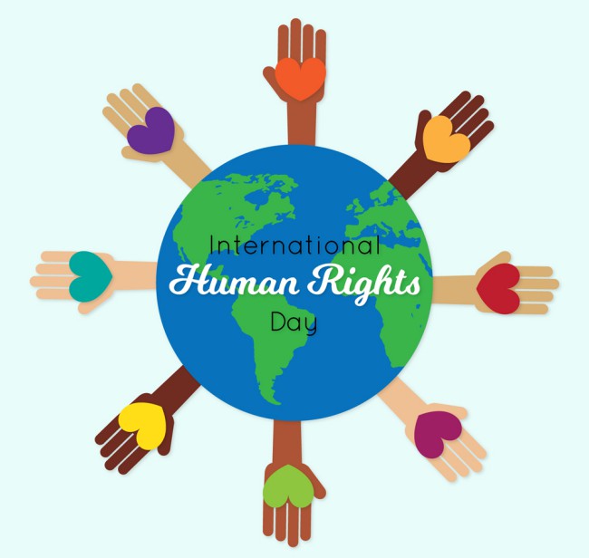 扁平化国际人权日地球和8个手臂矢量图普贤居素材网精选