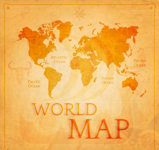 复古世界地图设计矢量素材16素材网精选