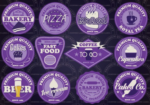紫色快餐食品标签矢量素材16图库网