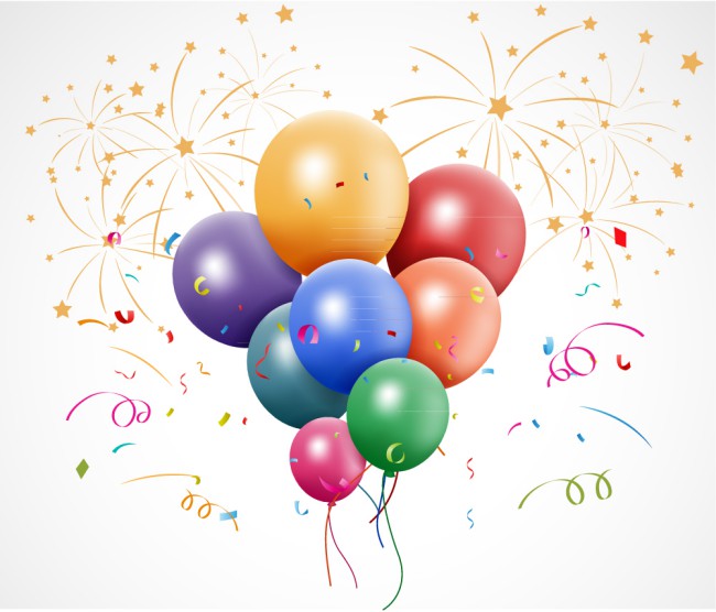 彩色节日庆祝气球束矢量素材素材中