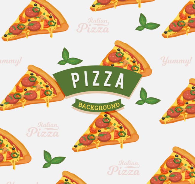 彩绘三角披萨无缝背景矢量素材16设计网精选