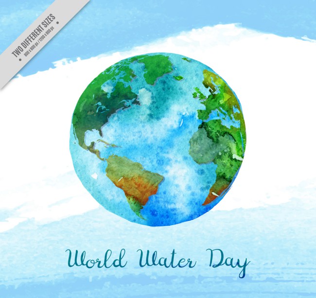 水彩绘世界水日地球贺卡矢量素材16设计网精选