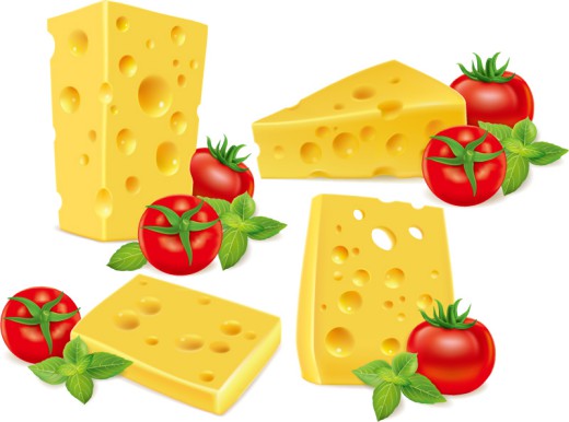 卡通奶酪和西红柿矢量素材16图库网精选
