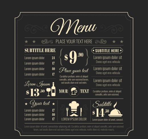 黑色创意英文餐厅菜单矢量素材普贤居素材网精选