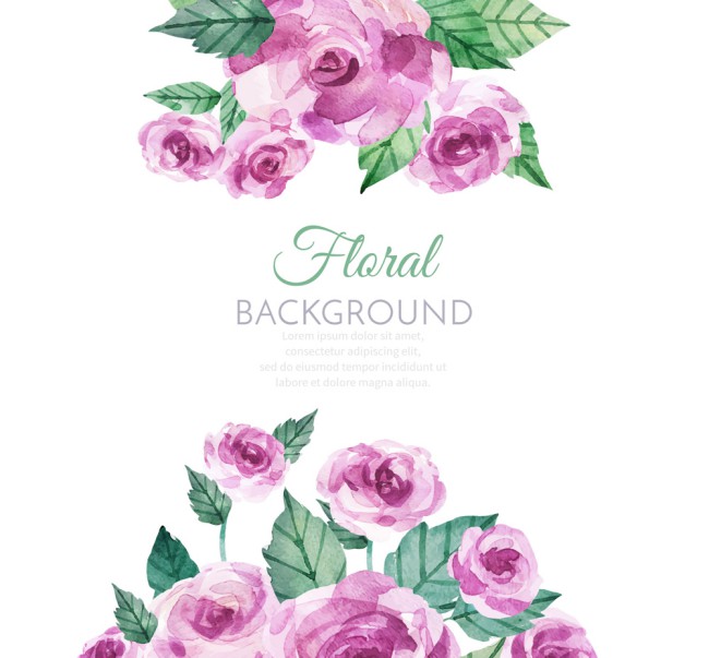 水彩绘紫色玫瑰花矢量素材16素材网精选