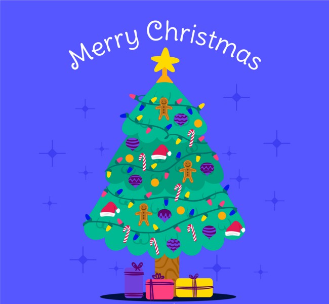 可爱圣诞树和礼盒矢量图16图库网精选