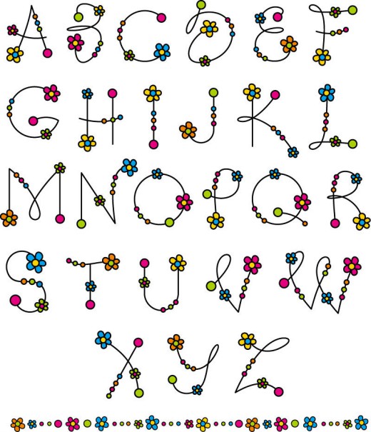 26个花朵字母设计矢量图16素材网精选