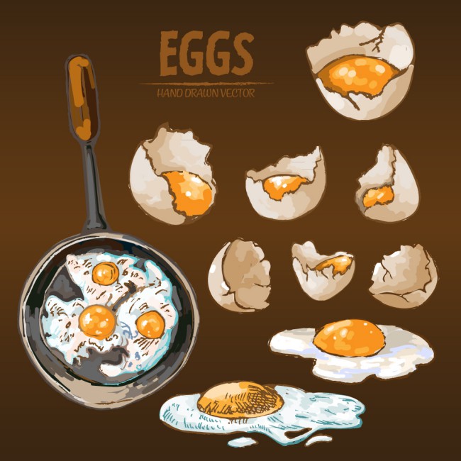 手绘烹饪鸡蛋料理矢量素材16图库网