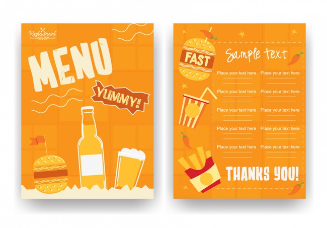 橙色快餐店菜单设计矢量素材16图库网精选