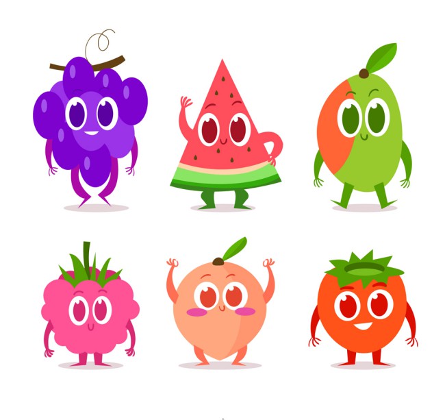 6款卡通彩色表情水果矢量素材素材中国网精选