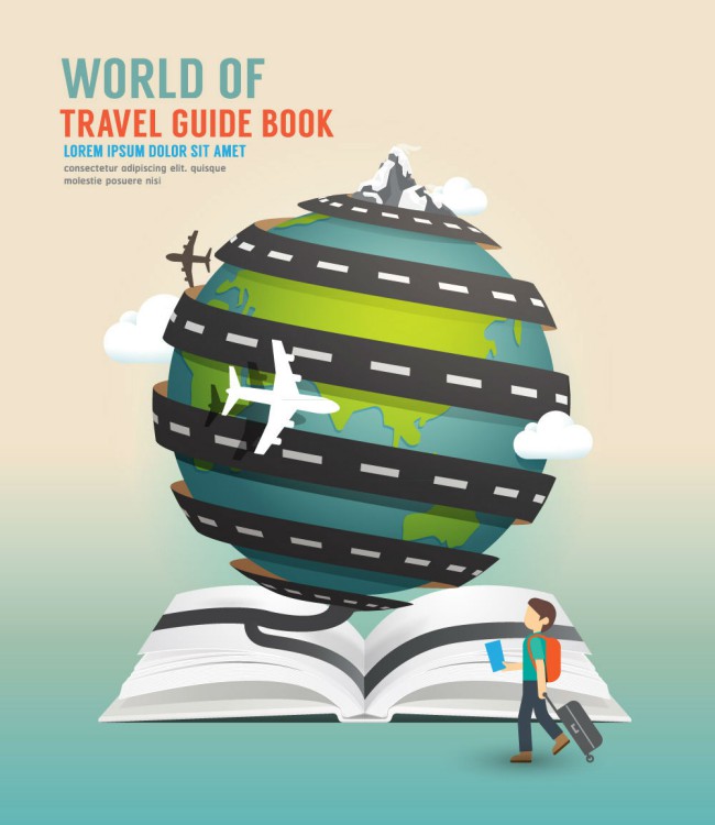 创意环球旅行指南书籍矢量素材16图库网精选
