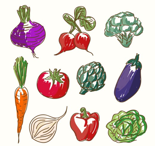 9款彩绘蔬菜矢量素材16素材网精选