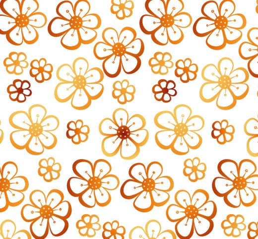 橙色六瓣花无缝背景矢量素材16图库网精选