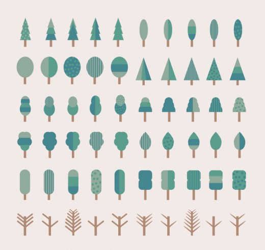 60款卡通树木图标矢量素材16图库网精选