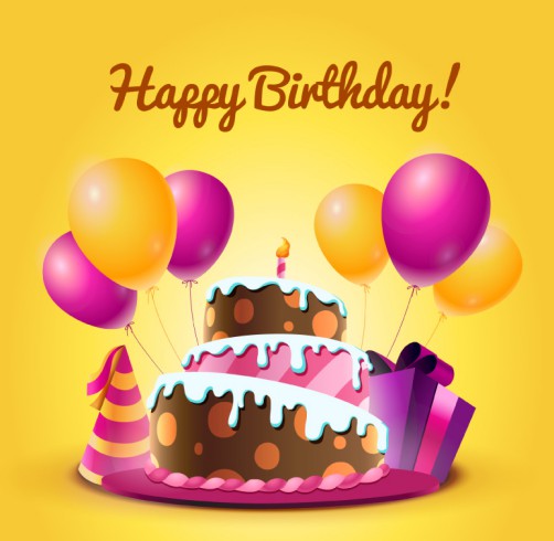 卡通生日蛋糕和气球矢量素材16图库网精选