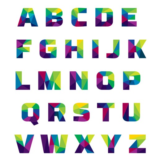26个抽象拼色字母设计矢量素材16素材网精选