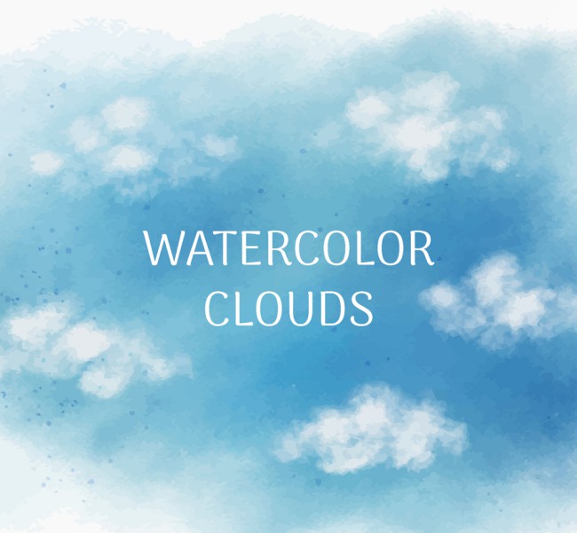 水彩绘蓝天上的云朵矢量素材16图库网精选